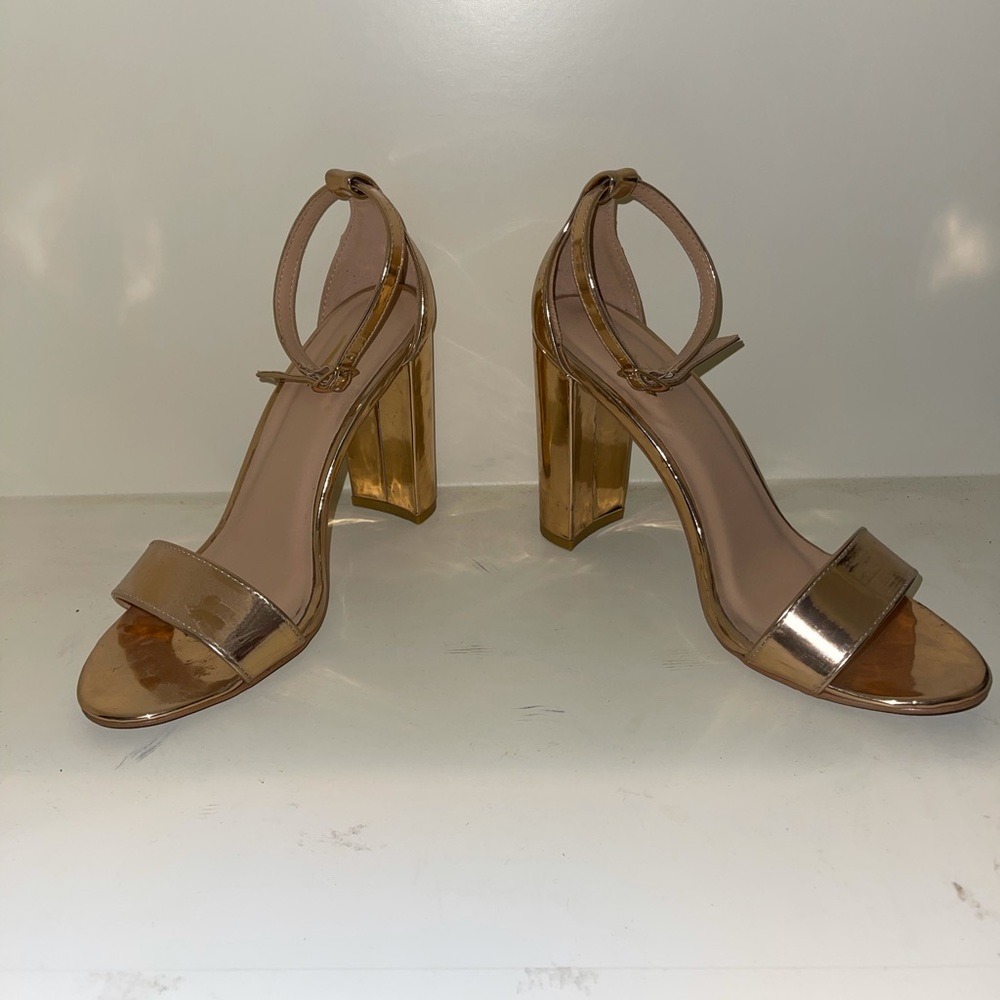 Metallic gold heels
